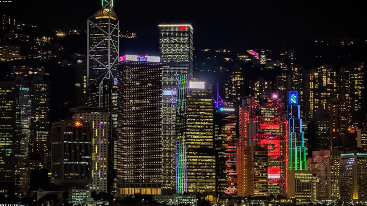 香港中环金融区夜景